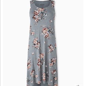 SUPER SOFT HEATHER GREY FLORAL HI-LO MAXI DRESS